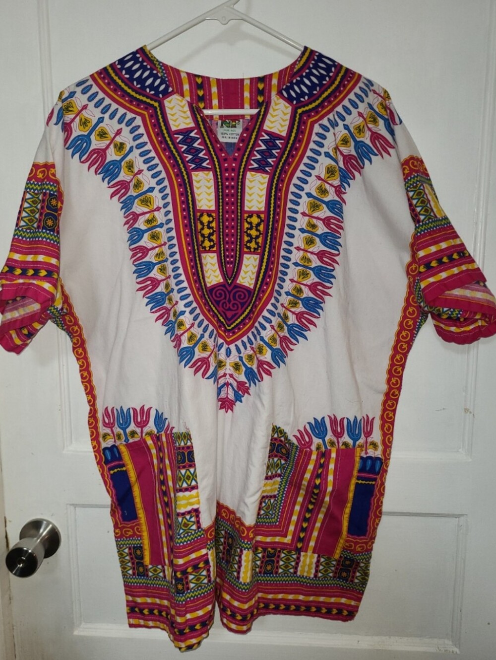 NF White Dashiki African Angelina Print Tunic Free Size